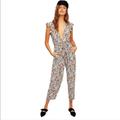 Free People Pants & Jumpsuits | Free People Floral Jumpsuit | Color: Blue/Red | Size: M