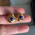 Burberry Jewelry | Burberry Vintage Pierced Studs With Blue Stone | Color: Blue/Gold/Red | Size: Os