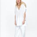 Zara Tops | Buttoned Rustic Tunic , Size Small | Color: White | Size: S