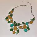 Anthropologie Jewelry | Anthropologie Multicolor Stone Statement Necklace | Color: Gold/Green | Size: Os