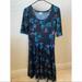 Lularoe Dresses | Lularoe Nicole Black Floral Dress | Color: Black/Blue | Size: L