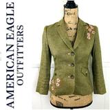 American Eagle Outfitters Jackets & Coats | Aeo Tweed Embroidered Blazer Jacket - Xs | Color: Brown/Tan | Size: Xs