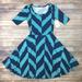 Lularoe Dresses | Lularoe Striped Nicole Chevron Flare Dress | Color: Blue | Size: Xs