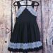 Free People Dresses | Free People Lace Skater Dress Short Sleeve A62 | Color: Black/Purple | Size: 0