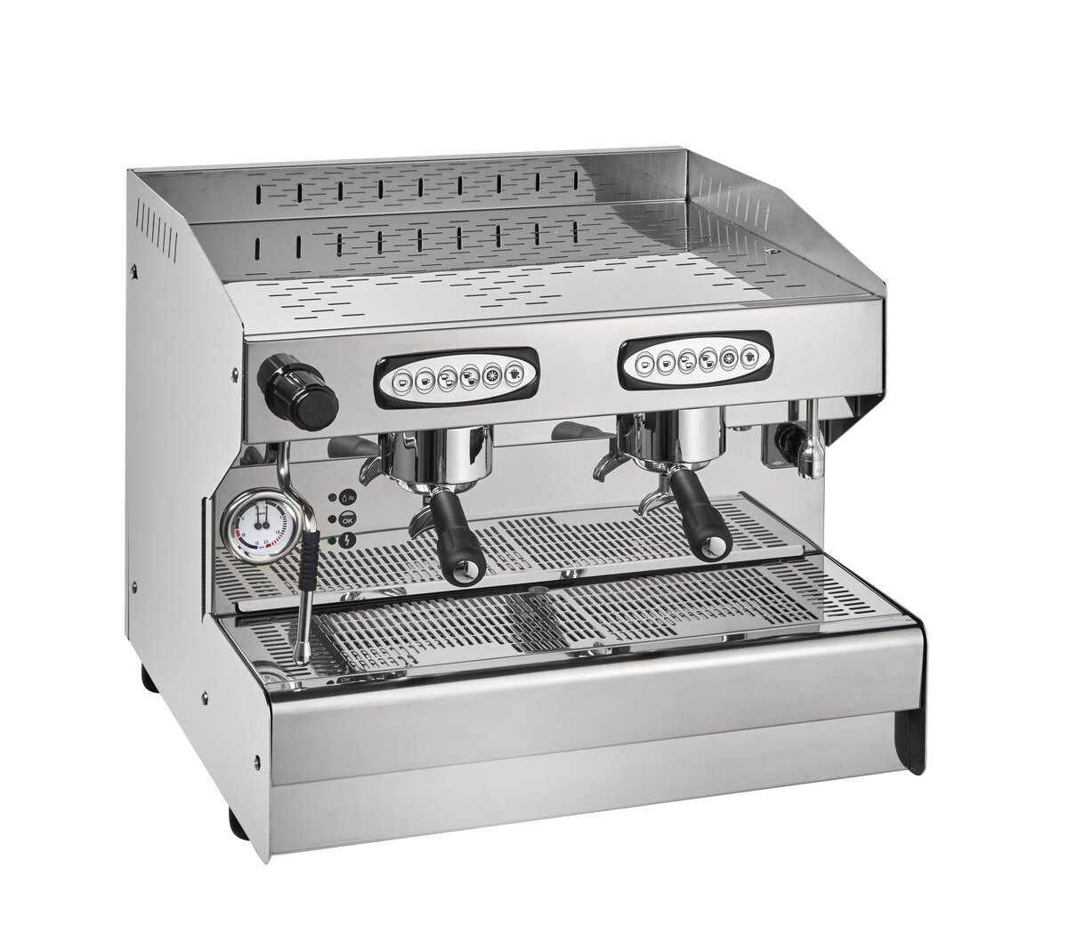 GastroHero Espressomaschine Milano Compact 2GR Automatik – professionelle 2-Gruppen-Kaffeemaschine aus Edelstahl für Gastronomie & Cafébetrieb