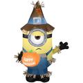 Gemmy Industries Airblown Stuart w/ Thanksgiving Banner & Pumpkin Universal Inflatable Polyester in Blue/Green | 35.83 H x 24 W x 22 D in | Wayfair