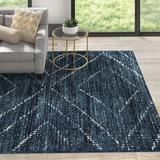 Blue/White 63 x 0.45 in Area Rug - Mercury Row® Beveridge Geometric Dark Blue Area Rug | 63 W x 0.45 D in | Wayfair