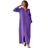 Plus Size Women's Long Hooded Fleece Sweatshirt Robe by Dreams & Co. in Plum Burst (Size 4X)