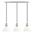 Phansthy Industrial Pendant Light with 2m Adjustable Hanging Cords, 3 Light Ceiling Hanging Lamps with Funnel Glass Shade, Chandelier Ceiling Light for Dining Room Kitchen (Brushed)