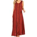 Sakkas 20322 - Diana Women's Maxi Sleeveless Stonewashed Long Boho Casual Dress Rayon - Red - L/XL