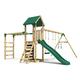 Rebo® Adventure Playset Wooden Climbing Frame with Monkey Bar, Swings and Slide - Pelion | Playhouse for Children | Sturdy Construction | OutdoorToys | Swing and Slides for Kids