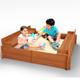 Big Game Hunters Sand Pit | 96 x 96 Square Wooden Sandpit with Lid | Outdoor Sandpit with Fold Out Lid that Becomes Seats for Children | Wooden Kids Toys