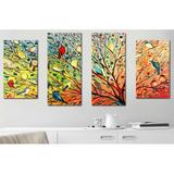 Red Barrel Studio® 27 Birds by Jennifer Lommers - 4 Piece Wrapped Canvas Print Set Canvas in Black | 30 H x 56 W x 1 D in | Wayfair