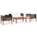 Highland Dunes 4 Piece Patio Lounge Set Solid Acacia Wood Wood/Natural Hardwoods in Black/Brown/White | 24.8 D in | Wayfair