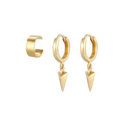 Elli 2er Set Hänger Earcuff Creole Dreieck 925 Sterling Silber Gold Damen Image