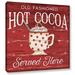 The Holiday Aisle® Hot Cocoa Served Here by Jennifer Pugh - Print Canvas, Wood in Red/White | 24 H x 24 W x 2 D in | Wayfair