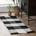 Black 60 x 0.24 in Area Rug - Gracie Oaks Donnelsville Checkered Handmade Flatweave Area Rug Cotton/Wool | 60 W x 0.24 D in | Wayfair