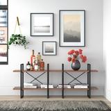 17 Stories Gunndis 28.35" H x 70.86" W Steel Etagere Bookcase in Black/Brown | 28.35 H x 70.86 W x 12.59 D in | Wayfair