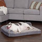 FurHaven Wave Fur & Velvet Orthopedic Deluxe Chaise Lounge Pet Bed in Gray/White | 6.5 H x 36 W x 27 D in | Wayfair 84449537