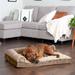 FurHaven Wave Fur & Velvet Orthopedic Deluxe Chaise Lounge Pet Bed Memory Foam in White/Brown | 6.5 H x 36 W x 27 D in | Wayfair 64449533