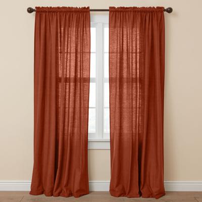 Wide Width Poly Cotton Canvas Rod-Pocket Panel by BrylaneHome in Terracotta (Size 48