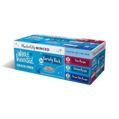 WholeHearted Grain-Free Tastes of the Sea Minced in Gravy Wet Cat Food Variety Pack, 2.8 oz., Count of 24