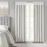 Willa Arlo™ Interiors Rondo Faux Silk Twist Tab Total Blackout Window Curtain Panel Polyester in White | 95 H in | Wayfair