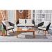 Mistana™ Aliza 4 Piece Rattan Sofa Seating Group w/ Cushions Natural Hardwoods in White/Black | Outdoor Furniture | Wayfair