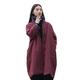 LZJN Women's Winter Mid Length Parka Jacket Linen Chinese Contrast Color Buttons Loose Padded Coat (Wine Red, One Size)