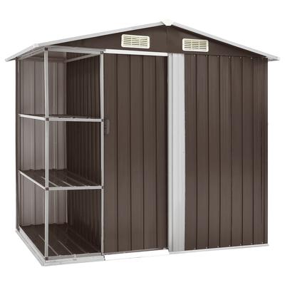 vidaXL Garden Shed with Rack Brown 205x130x183 cm Iron