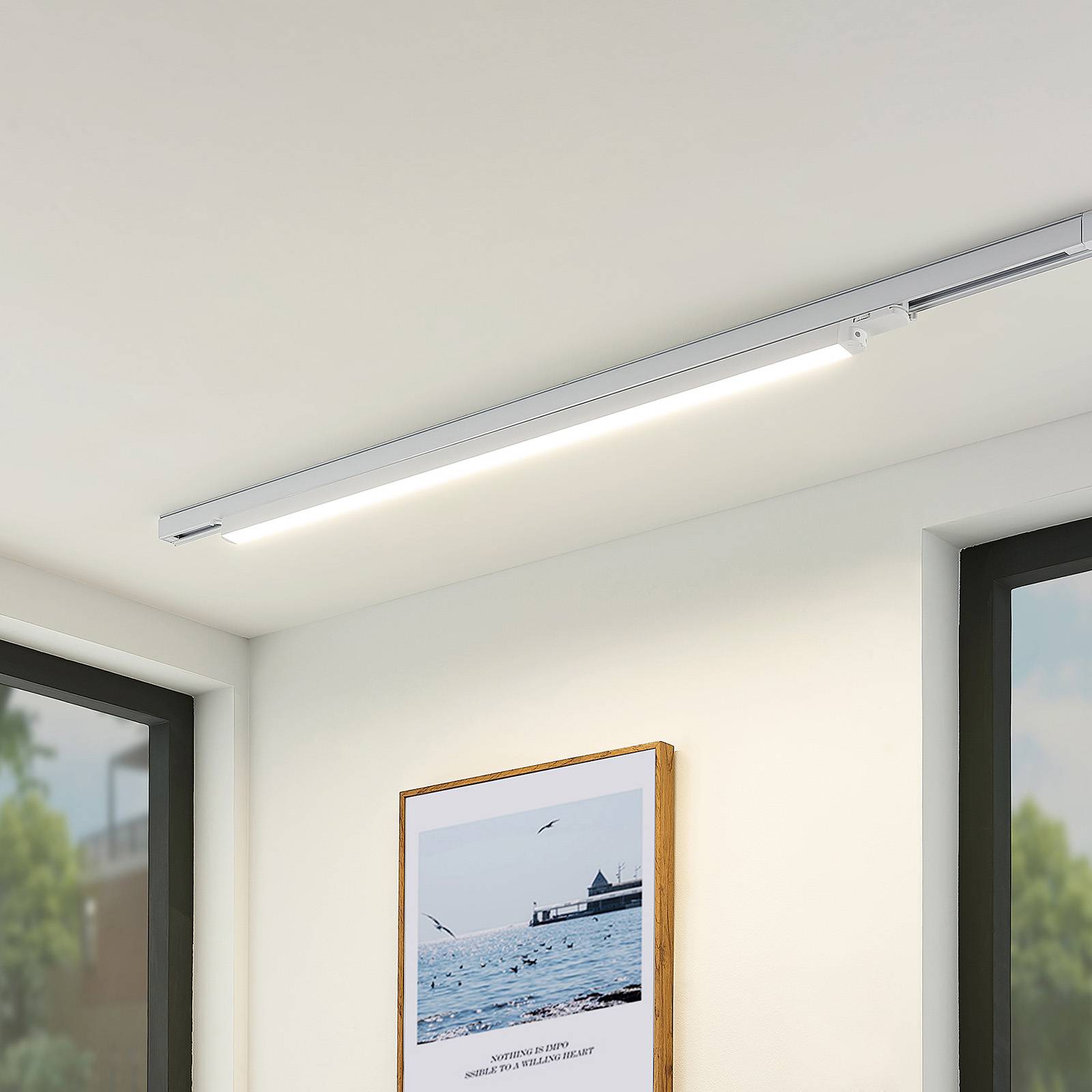 Arcchio LED-Schienenleuchte Harlow, weiß, 109 cm, 4.000 K Harlow, weiß / opal, für Arbeitszimmer / Büro, Aluminium, Modern, Stromschienenstrahler