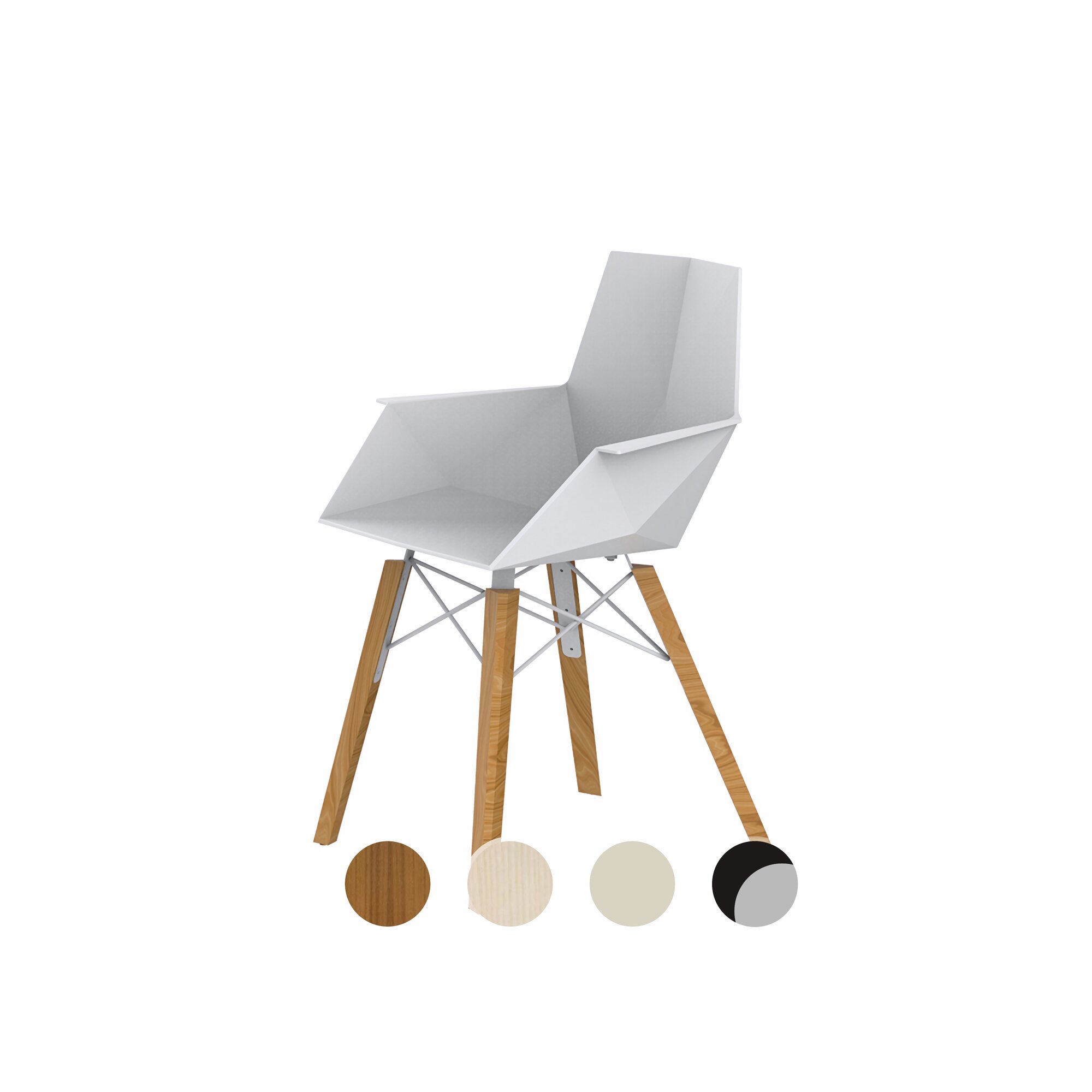 Vondom »FAZ Wood« Armlehnstuhl Lackiert Hochglanz / White / Eschenholz hell