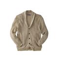 Men's Big & Tall Shaker Knit Shawl-Collar Cardigan Sweater by KingSize in Khaki Marl (Size 7XL)