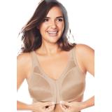 Plus Size Women's Front-Close Satin Wireless Bra by Comfort Choice in Nude (Size 54 B)
