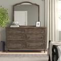 Three Posts™ Clintwood 6 Drawer 64" W Double Dresser w/ Mirror Wood in Brown/Gray/Green | 80.8 H x 64 W x 18 D in | Wayfair