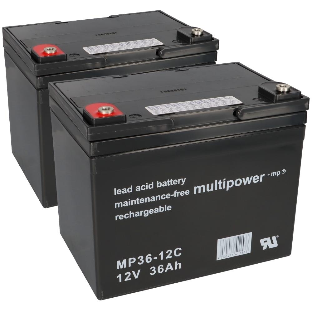 Multipower Ersatzakku für Ortopedia Cityliner 310/410 2x Mutipower 12V - 36Ah Zyklenfest AGM VRLA