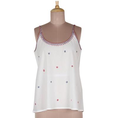 Summer Blooms,'Embroidered Camisole-Style Tank Top'