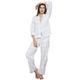 Ladies Luxury White Cotton Lawn Pyjamas with Grey Check & Stripes (CRP-141-B) (Large)