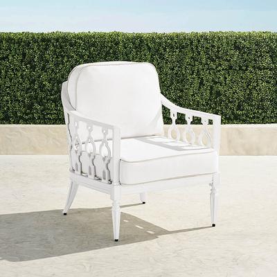 Avery Lounge Chair with Cushions in White Aluminum - Standard, Resort Stripe Cobalt - Frontgate