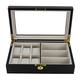 6 Piece Watch Case and 3 Piece Eyeglasses Storage Ebony Wood Combo Jewelry Box Sunglass Glasses Display Organizer with Glass Top