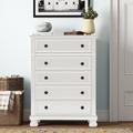 Charlton Home® Chillon 5 Drawer 40" W Chest Wood in White/Brown | 54 H x 40 W x 18 D in | Wayfair 34950F9C753243D78FDDA0E41CBF2FDD