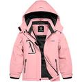 GEMYSE Girl's Mountain Waterproof Ski Jacket Windproof Fleece Outdoor Winter Coat with Hood (Pink,8)