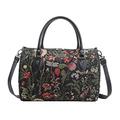 Signare Tapestry Duffle Bag Overnight Bags Weekend Bag for Women with Garden Flower and Creatures (TRAV-MGDBK)