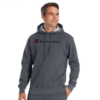 Men's Champion Powerblend Pullover Hoodie (Size M) Granite Heather, Cotton,Polyester