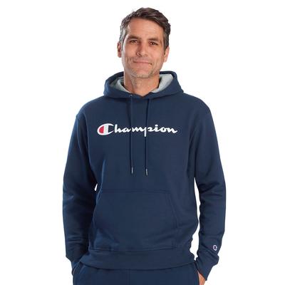 Men's Champion Powerblend Pullover Hoodie (Size XL) Navy, Cotton,Polyester