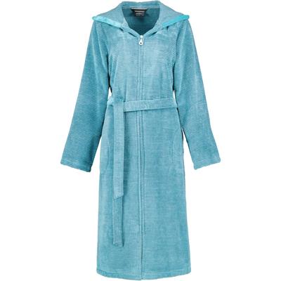 Cawö Bademäntel Damen Kapuze Two-Tone 6432 türkis - 47 S Weiss