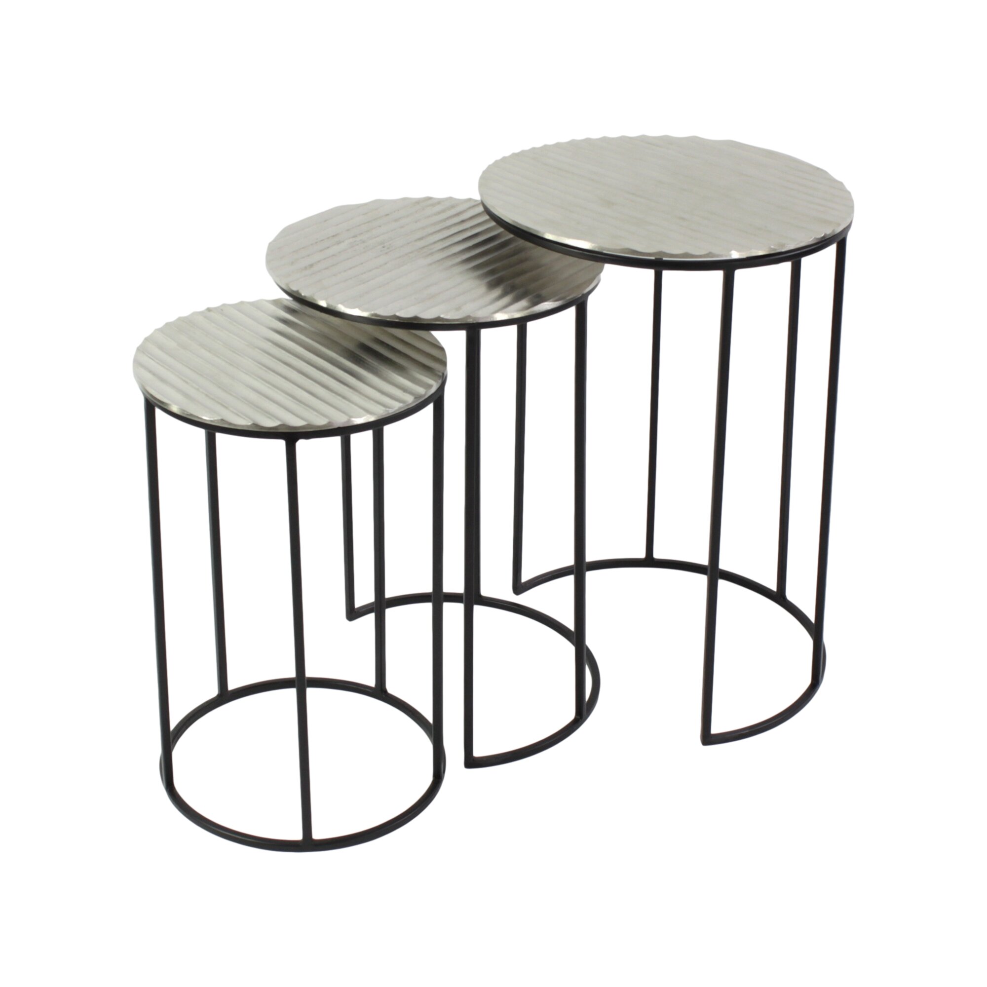 Voss Design »Round« Beistelltisch 3-tlg. Set silber/schwarz