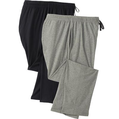 Men's Big & Tall Hanes® 2-Pack Jersey Pajama Lounge Pants by Hanes in Black Grey (Size 4XL)