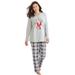 Plus Size Women's Cozy Pajama Set by Dreams & Co. in Grey Plaid (Size 38/40) Pajamas