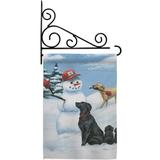 Breeze Decor Snow Pals 2-Sided Polyester 19 x 13 in. Flag set in Gray | 18.5 H x 13 W x 0.75 D in | Wayfair BD-PT-GS-110113-IP-BO-03-D-US18-WA